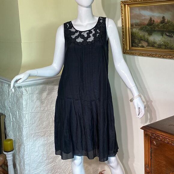 Bruuns Bazaar Copenhagen LBD Silk & Cotton Blend Black Dress - Picture 4 of 12